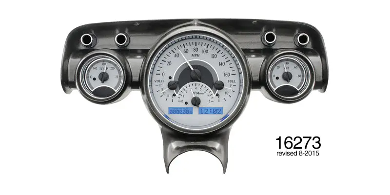 Dakota Digital 1957 Chevy Vhx Series Digital Instrument Set, Silver, Blue Display 1